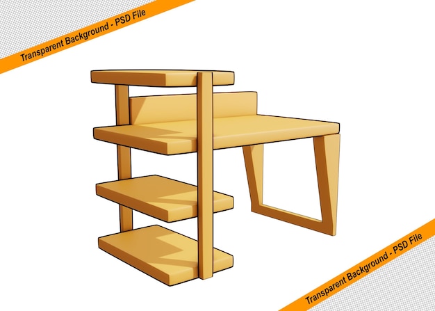 PSD objeto aislado de icono de mesa de madera 3d