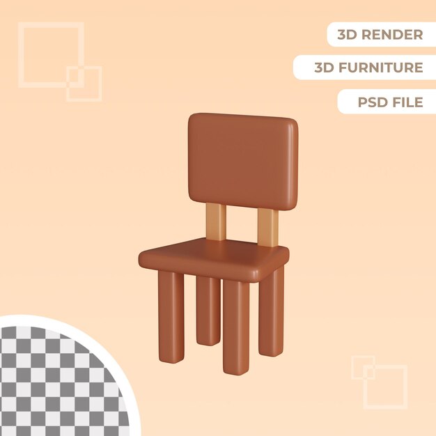 Objeto aislado de ilustración de silla marrón 3d