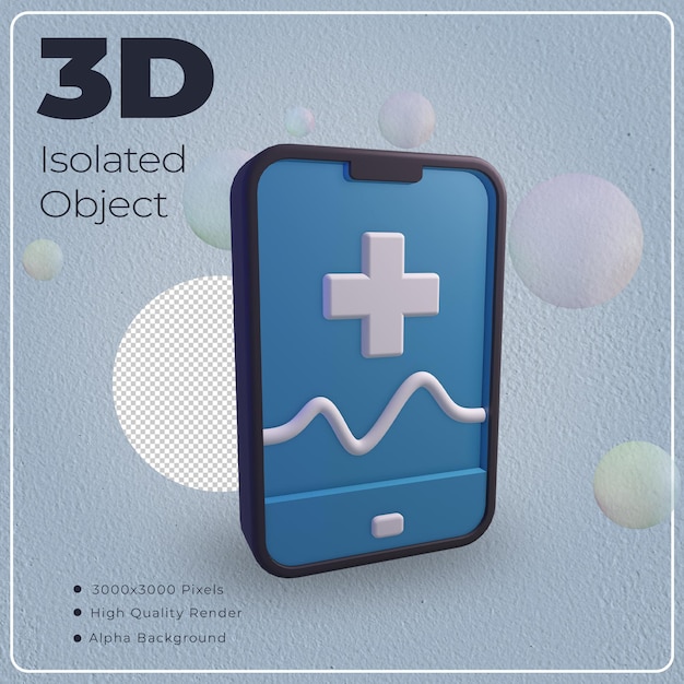 PSD objeto aislado de teléfono médico 3d con procesamiento de alta calidad