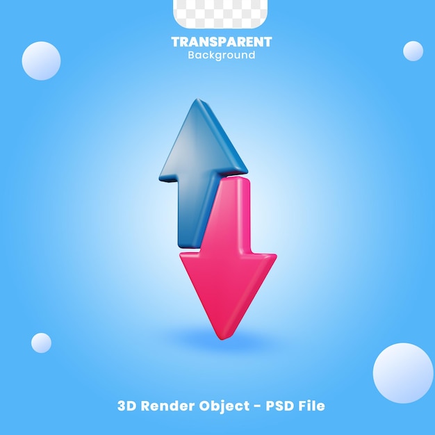 Objeto arriba abajo en renderizado 3d aislado con fondo transparente