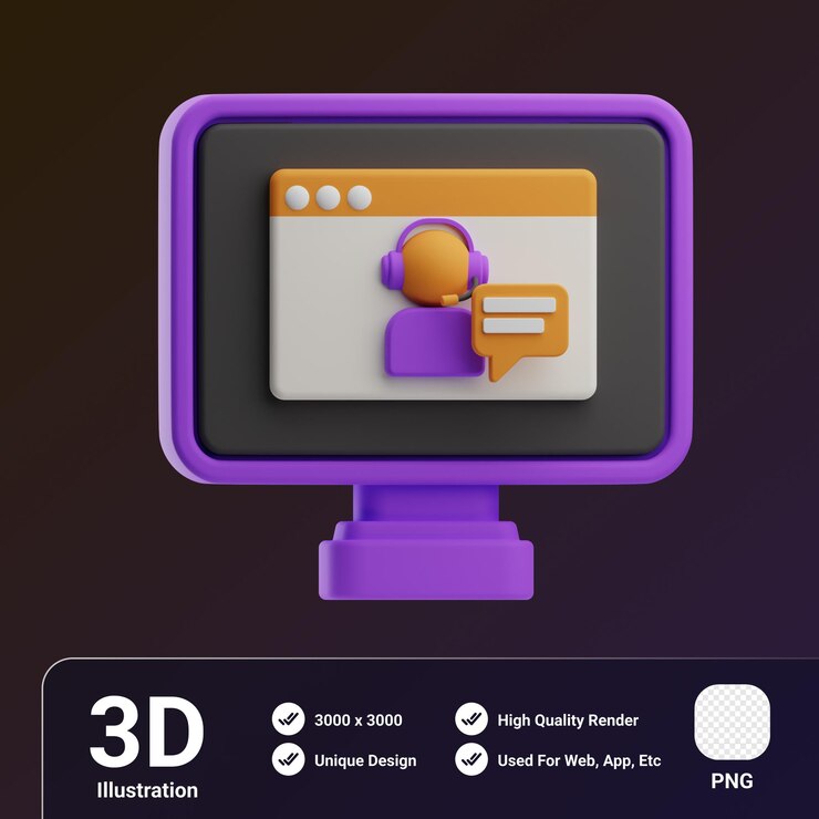 PSD objeto de asistente virtual atención al cliente ilustración 3d