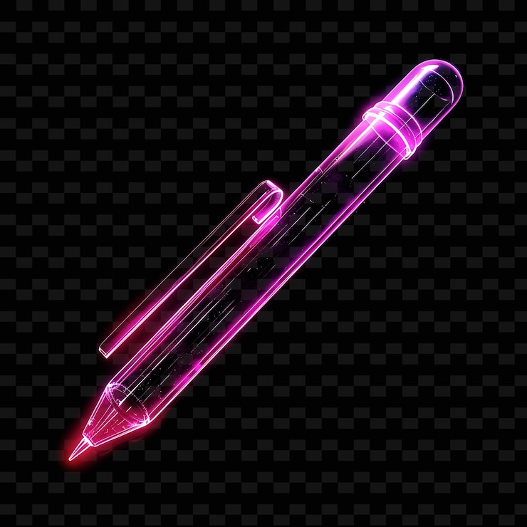 PSD un objeto brillante con una luz de neón rosa en un fondo negro