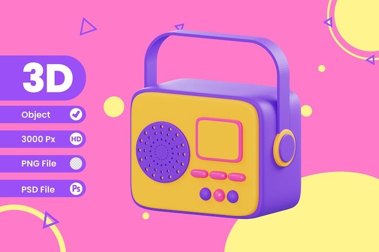 PSD objeto de canal de radio de ilustración 3d