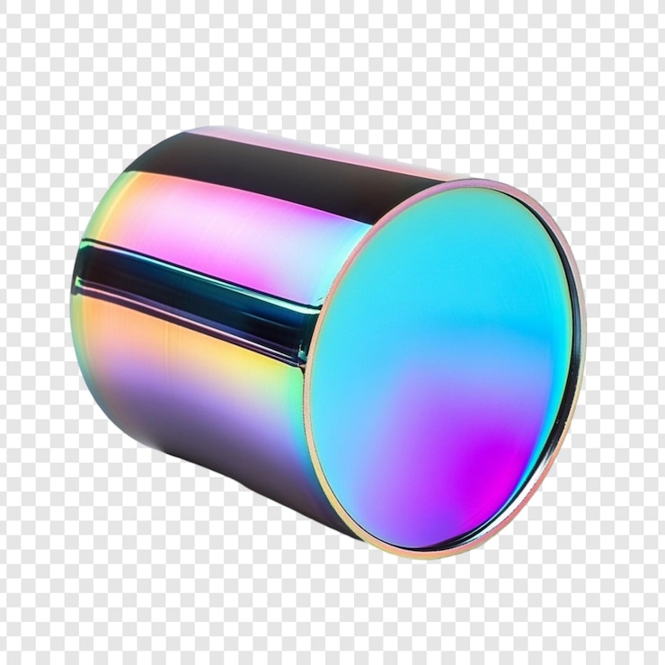 PSD objeto de cilindro iridescente diseño moderno tonos de arco iris