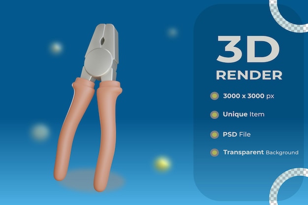 Objeto de alicate 3d com fundo transparente