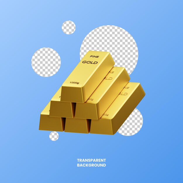 PSD objeto de barra de ouro de ilustração 3d