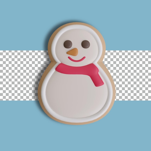 Objeto de biscoito de boneco de neve de renderização 3d transparente