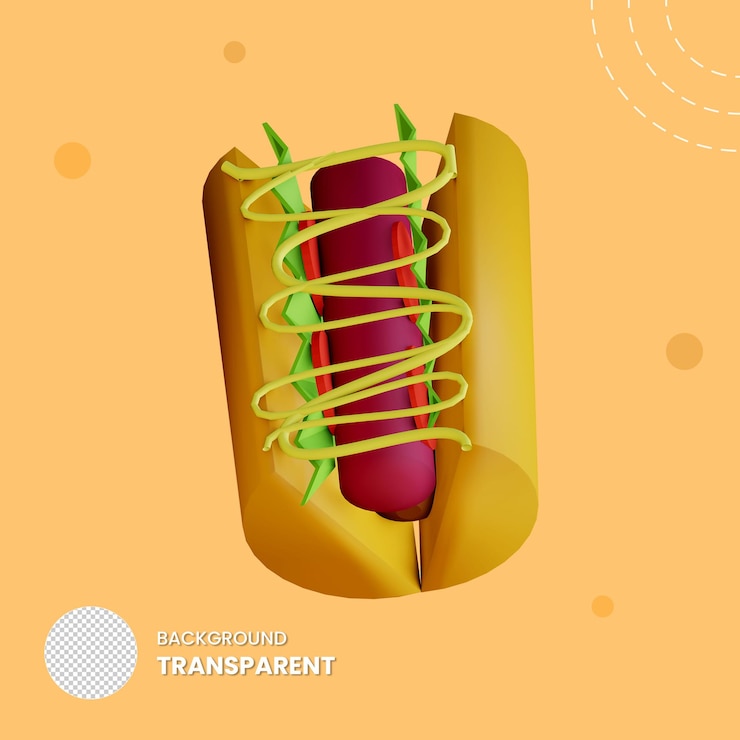 PSD objeto de cachorro-quente de ilustração 3d com fundo transparente