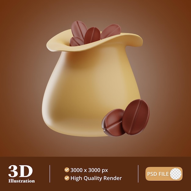 Objeto de café ilustração de grãos de café 3d