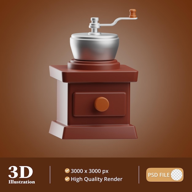 Objeto de café moedor de café ilustração 3d