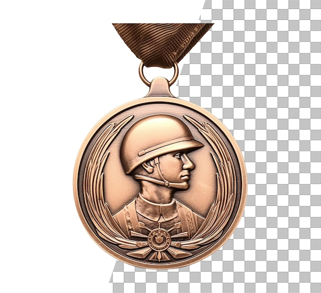 PSD objeto de distintivo de mérito militar de medalha de soldado isolado com fundo transparente