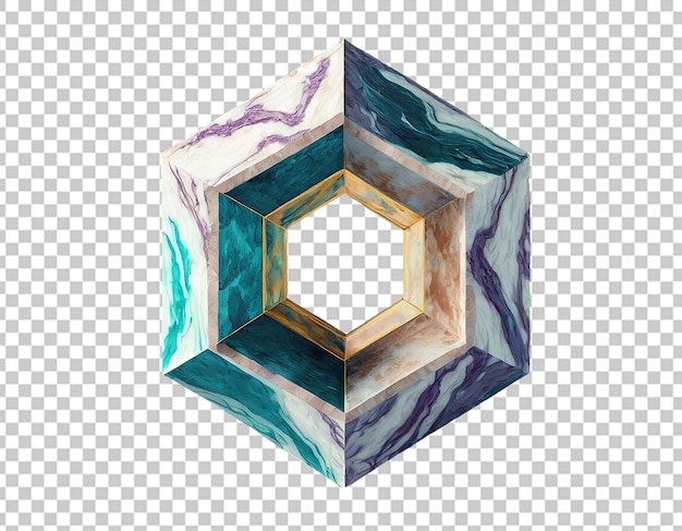 PSD objeto de forma hexagonal de mármore renderizado em 3d