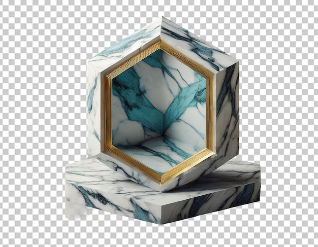 PSD objeto de forma hexagonal de mármore renderizado em 3d