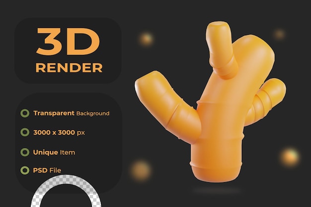 Objeto de gengibre de renderização 3d