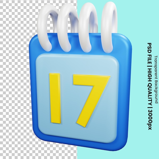 PSD objeto de ícone de calendário de renderização 3d