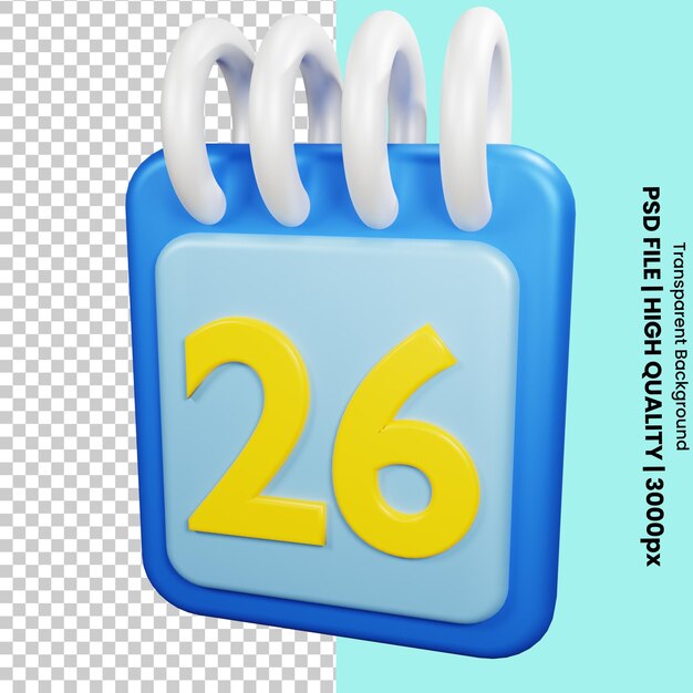 Objeto de ícone de calendário de renderização 3d