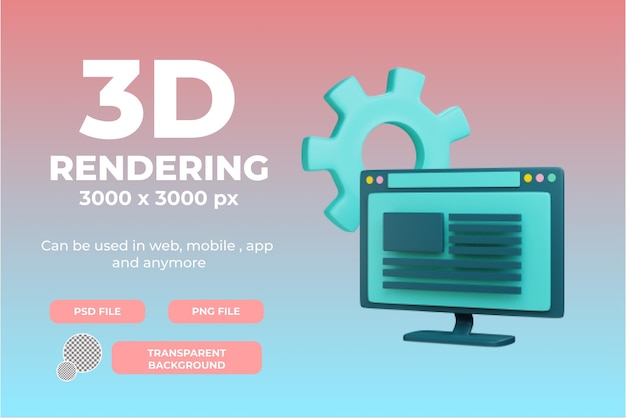 PSD objeto de ilustração de blog de manutenção de renderização 3d com fundo transparente