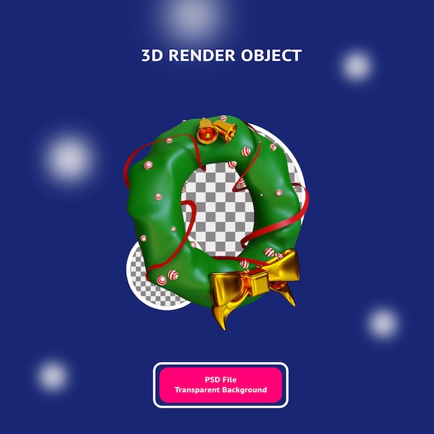 Objeto de ilustração de guirlanda de natal 3d renderizado com plano de fundo transparente