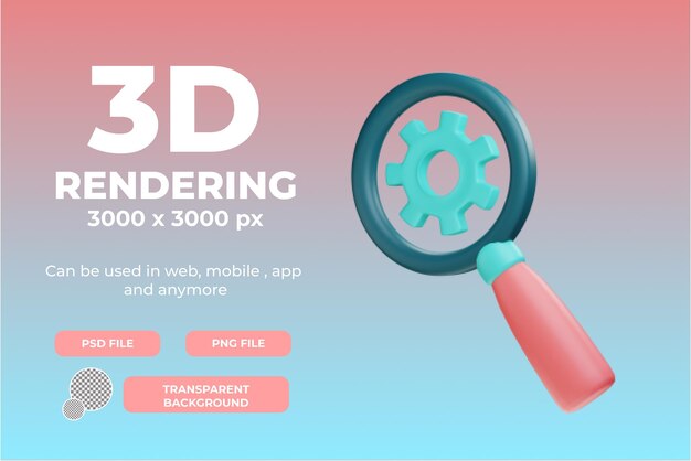 PSD objeto de ilustração de manutenção de pesquisa de renderização 3d com fundo transparente