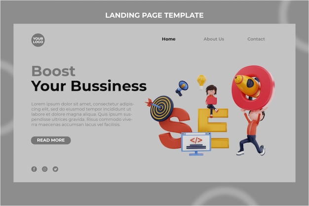PSD objeto de ilustração seo de renderização 3d modelo de página de destino psd premium