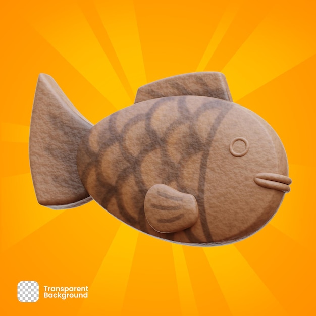 PSD objeto de renderização 3d japonês taiyaki png transparente psd premium psd premium