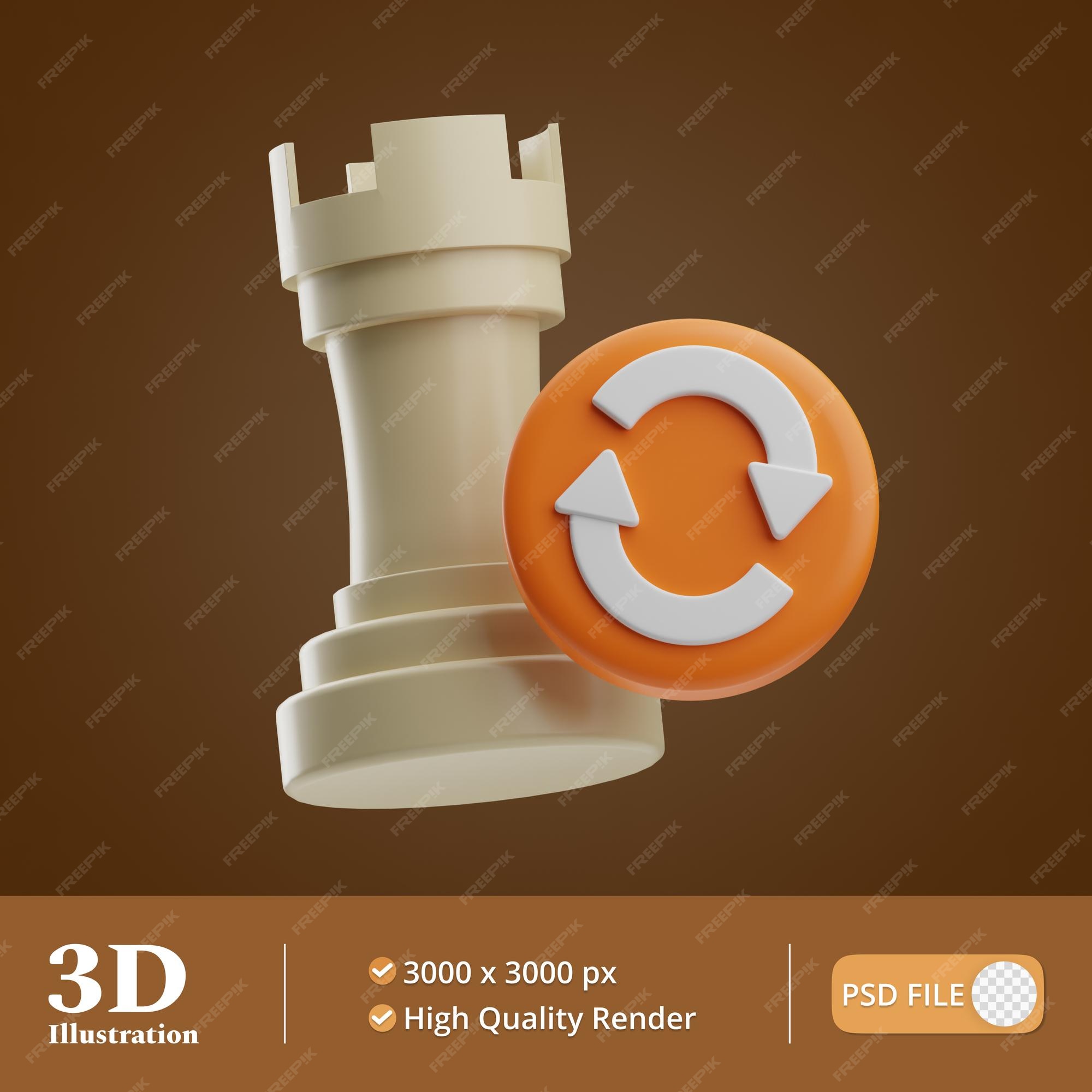 Objeto de xadrez ilustração de roque 3d