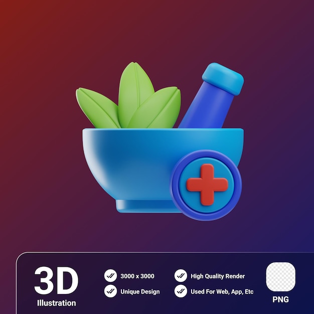 Objeto Día Mundial del Cáncer Tratamiento a base de hierbas Ilustración en 3D