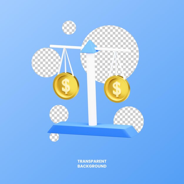 PSD objeto de escalas de monedas de ilustración 3d