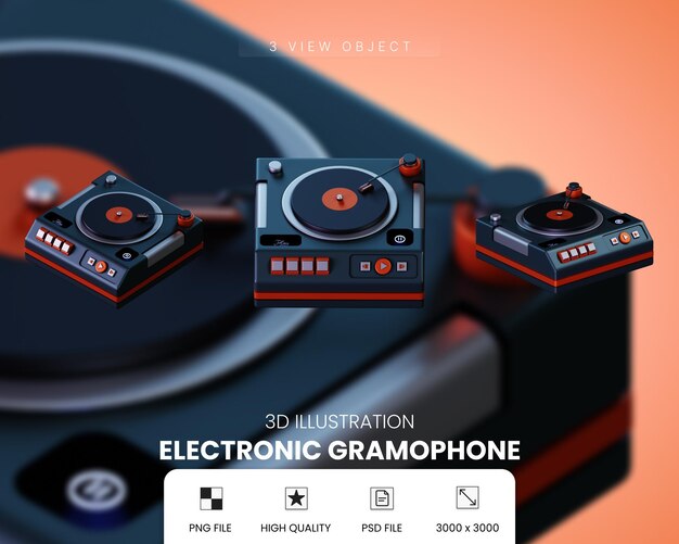 Objeto exclusivo PSD Equipo de música Icono 3D Moderno en estilo de diseño Transparente
