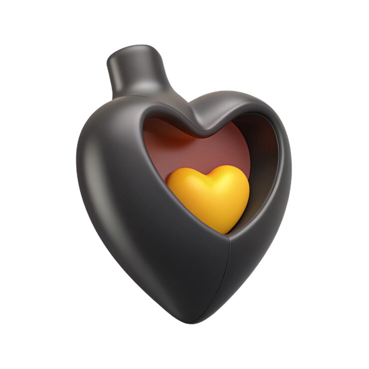PSD un objeto en forma de corazón negro con un corazón amarillo en el interior