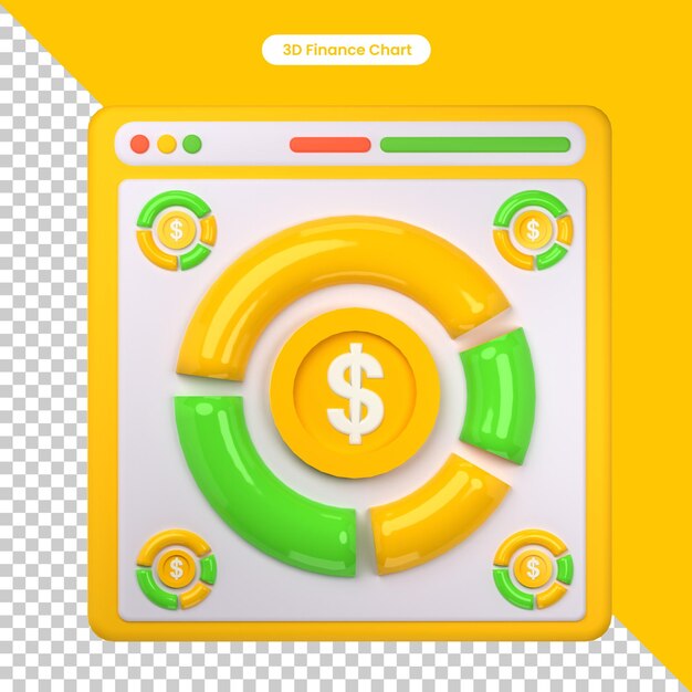 Objeto de gráfico circular de finanzas renderizado en 3D