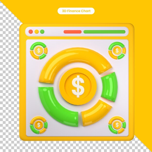 PSD objeto de gráfico circular de finanzas renderizado en 3d