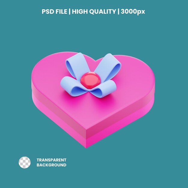 PSD objeto de icono de amor de regalo en 3d