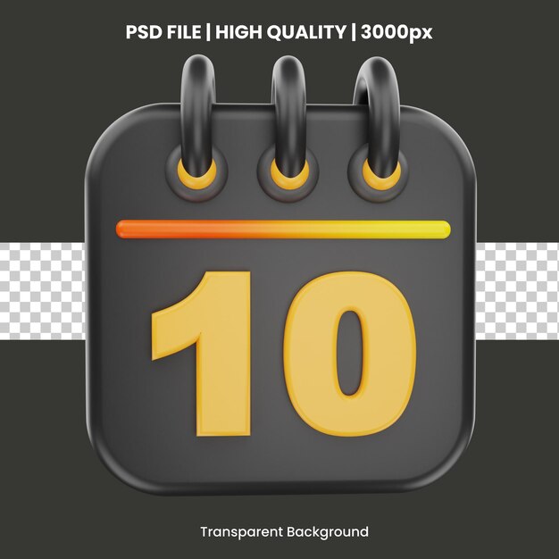Objeto de icono de calendario de renderizado 3D