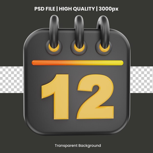 Objeto de icono de calendario de renderizado 3D