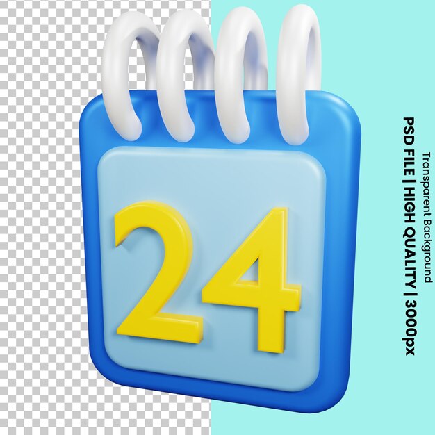 Objeto de icono de calendario de renderizado 3d