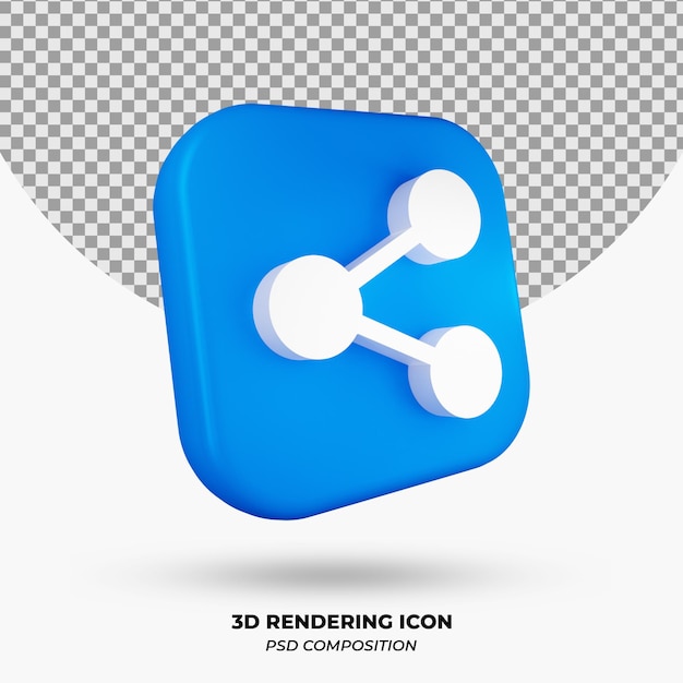 Objeto de icono de compartir de renderizado 3d