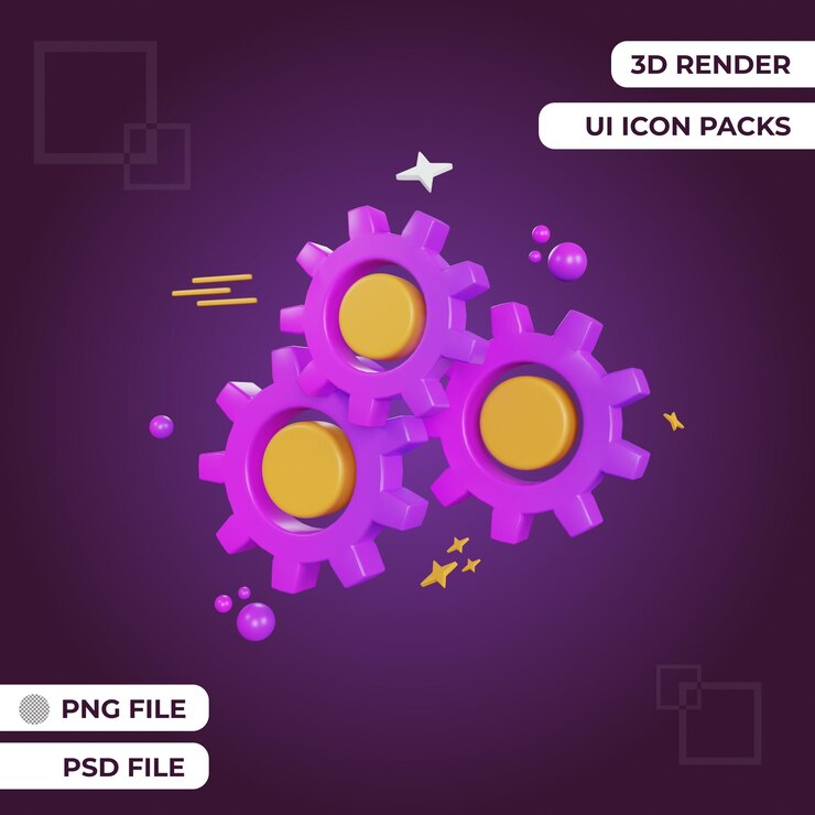 PSD objeto de icono de configuración de interfaz de usuario de renderizado 3d premium psd