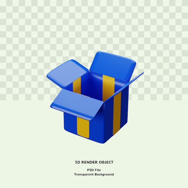 Objeto de icono de ilustración de caja abierta 3d renderizado psd premium
