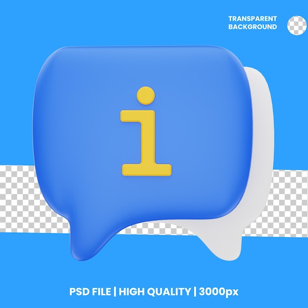 Objeto de icono de información de chat de renderizado 3D