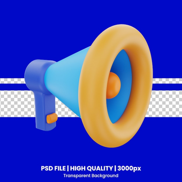 Objeto de icono de megáfono de renderizado 3D