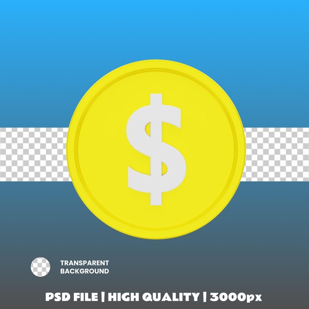 Objeto de icono de moneda de renderizado 3D