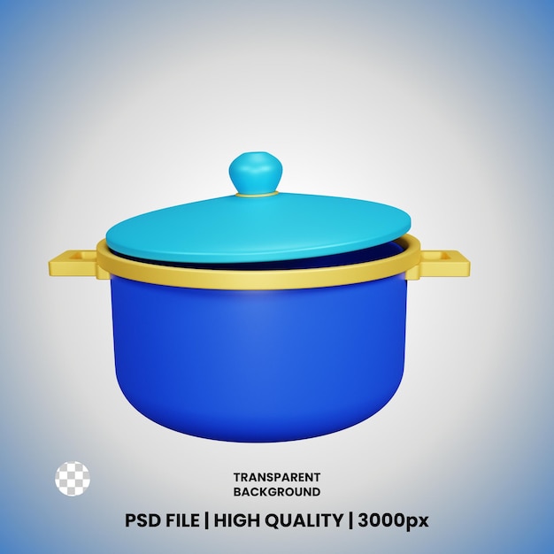 Objeto de icono de olla de cocina de renderizado 3D