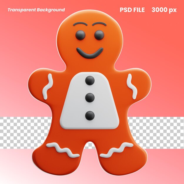 Objeto de icono de pan de jengibre de Navidad en 3D