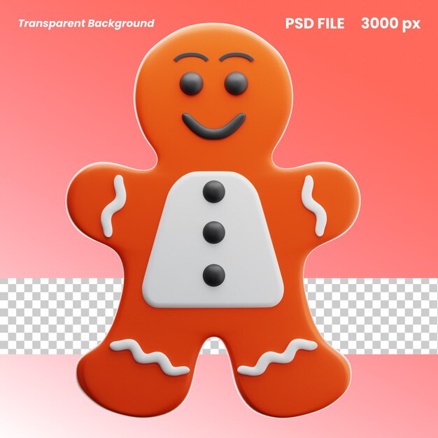 PSD objeto de icono de pan de jengibre de navidad en 3d