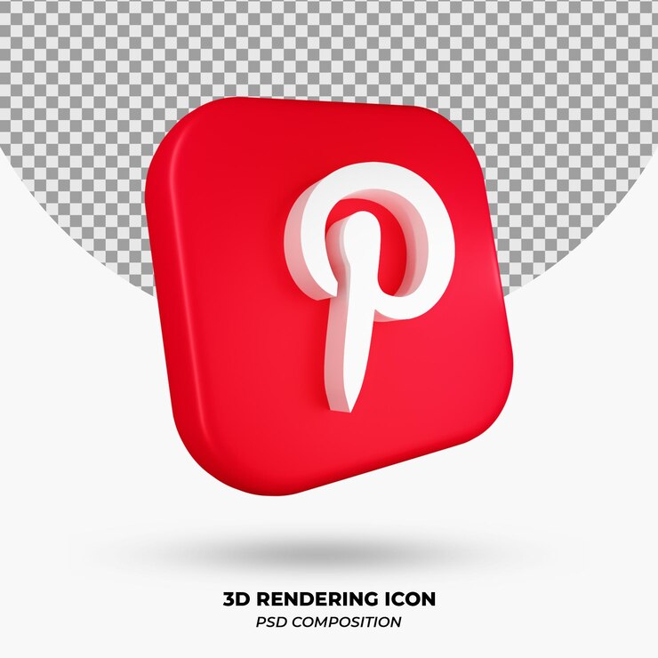 PSD objeto de icono de pinterest de renderizado 3d