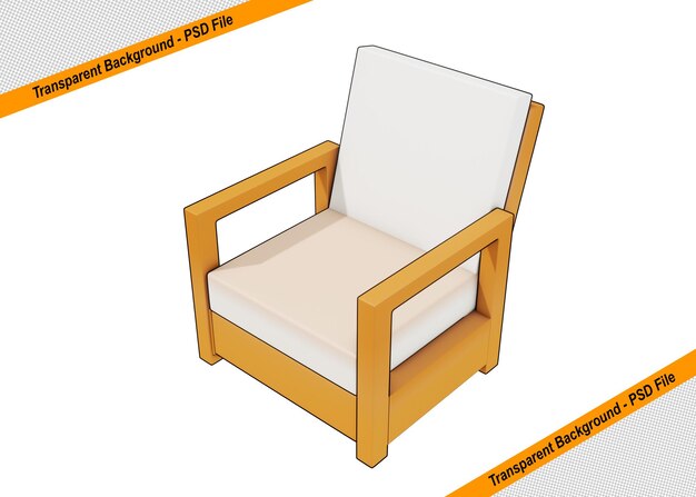 PSD objeto de icono de silla de madera 3d aislado