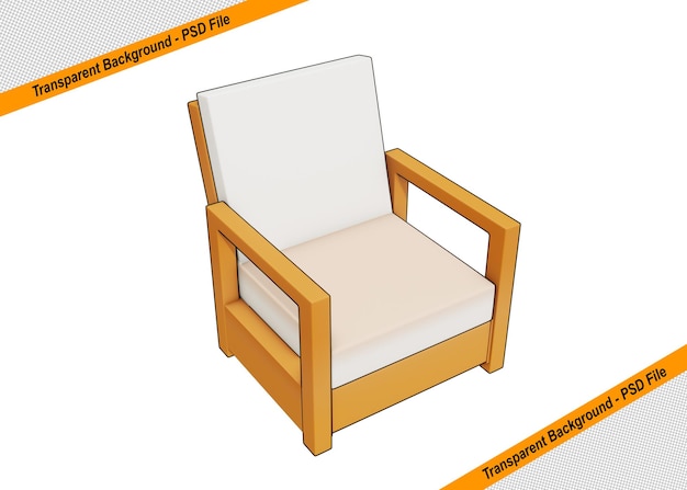 Objeto de icono de silla de madera 3d aislado