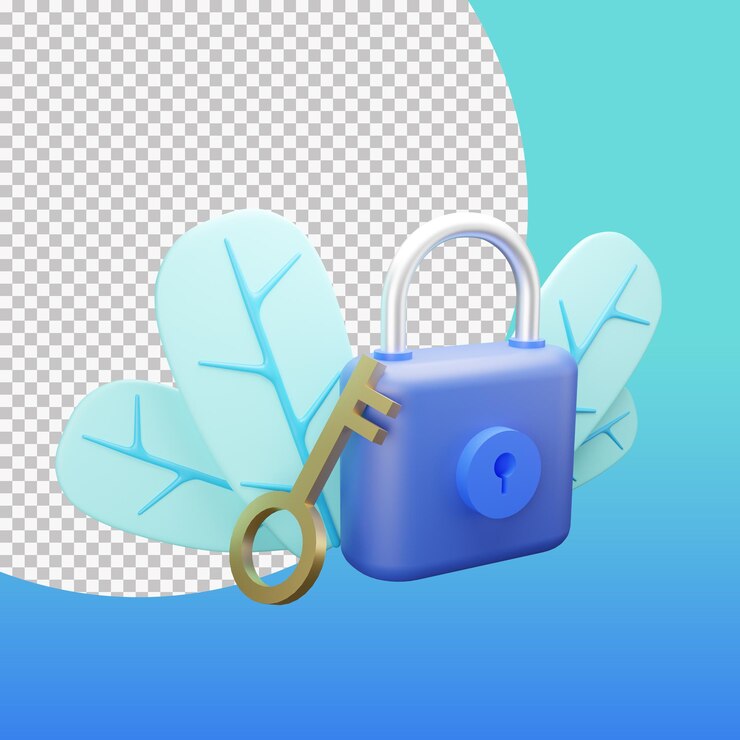 PSD objeto de ilustración 3d con una clave que se puede utilizar para web, aplicación, infografía, impresión, etc.