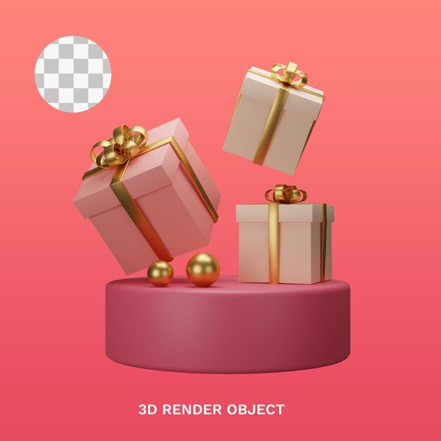 Objeto de ilustración 3d, feliz navidad con podio y elemento, se puede utilizar para aplicaciones, web